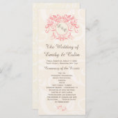 Roze wervelingen op bord damask Wedding Program Programma (Voorkant / Achterkant)