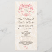Roze wervelingen op bord damask Wedding Program Programma (Voorkant)