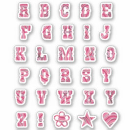  roze wervelt trendy Initialen alfabet letter Sticker