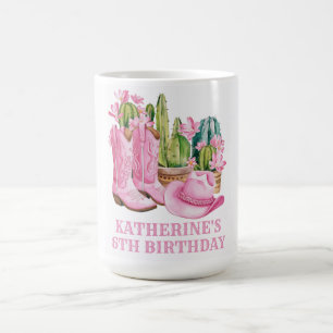 Roze West Cowgirl Cactus Waterverf Verjaardag Koffiemok