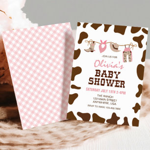 Roze Western Cowgirl Baby Shower Kaart