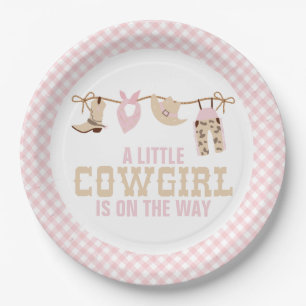 Roze Western Cowgirl Baby shower Papieren Borden Bordje