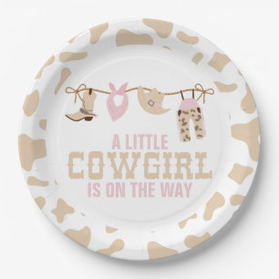 Roze Western Cowgirl Baby shower Papieren Borden Bordje