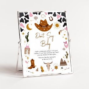 Roze Western Cowgirl Baby shower Zeg niet Baby Poster