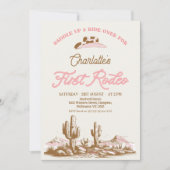 Roze Western Eerste Rodeo 1e Verjaardag Kaart (Voorkant)