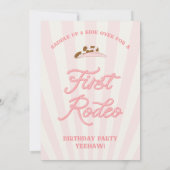 Roze Western Eerste Rodeo 1e Verjaardag Kaart (Achterkant)