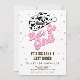 Roze Western Let's Go Meisjes Bachelorette Party Kaart