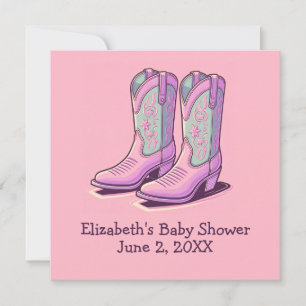 Roze Western Meisje Baby shower Cowgirl Laarzen Kaart
