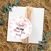 Roze Western Rodeo Cowgirl Baby shower Bedankjes Labels