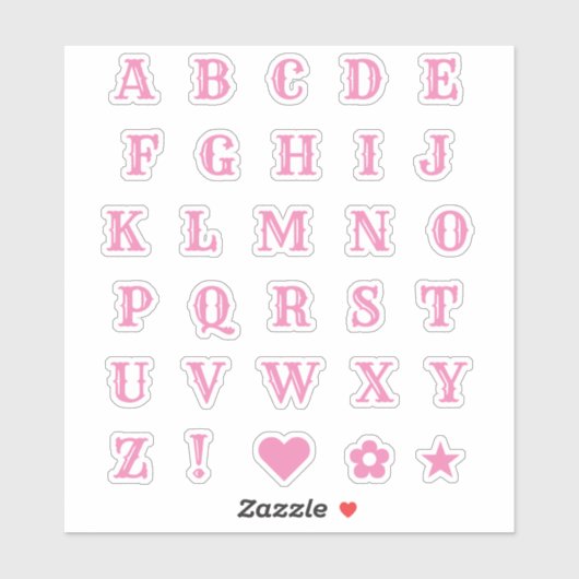 Roze Western thema Letter-Monogram alfabet Sticker (Vel)