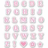 Roze Western thema Letter-Monogram alfabet Sticker (Voorkant)