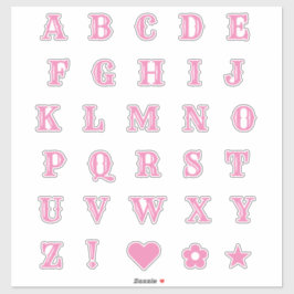Roze Western thema Letter-Monogram alfabet Sticker