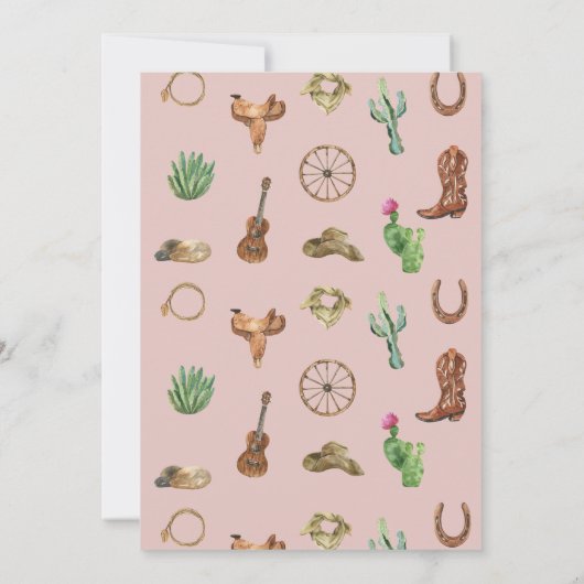 Roze Westerne 2e verjaardag Rodeo Kaart (Achterkant)