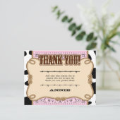 Roze Westerne bedankkaarten Briefkaart (Staand voorkant)