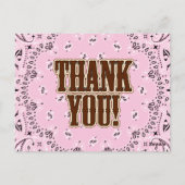Roze Westerne bedankkaarten Briefkaart (Achterkant)