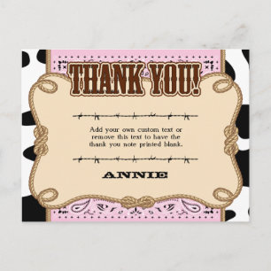 Roze Westerne bedankkaarten Briefkaart
