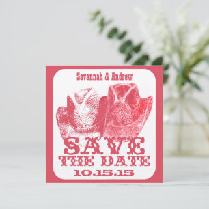 Roze Westerne Cowboy Cowgirl Wedding Save the Date