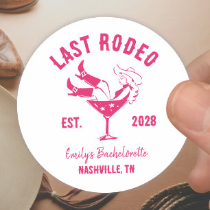Roze Westerse Cowgirl Bachelorette Ronde Sticker