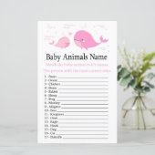 Roze Whale Baby Dieren Naam Game (Staand voorkant)