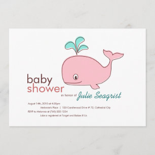 Roze Whale Baby Shower-uitvindingen Kaart