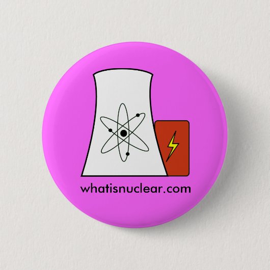 Roze whatisnuclear.com-pen ronde button 5,7 cm (Voorkant)