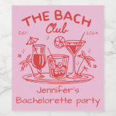 Roze Whimsical Beach Cocktail Bachelorette Party Wijn Etiket (Enkel label)