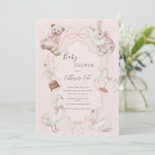 Roze Whimsical Elegante Beer Babyshower Kaart