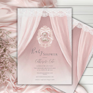 Roze Whimsical Elegante Beer Babyshower Kaart