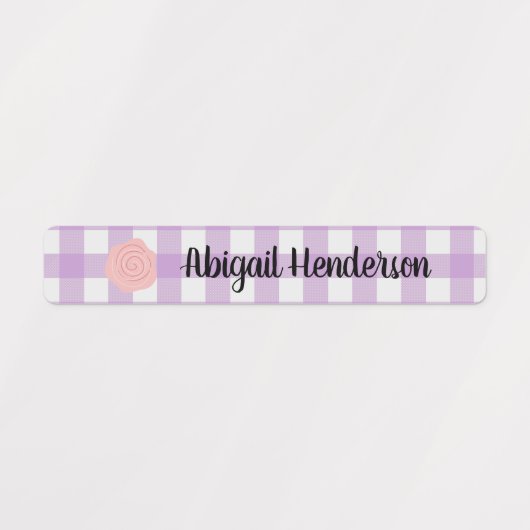 Roze Whimsical Flowers Paars Play Name Labels (Design 1)
