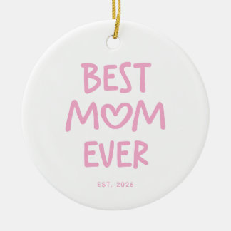 Roze Whimsical Hart Beste Moeder Ooit Keramisch Ornament