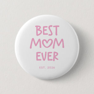 Roze Whimsical Hart Beste Moeder Ooit Ronde Button 5,7 Cm