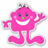 Roze Whimsical Monster 4 x 4 Sticker (Voorkant)