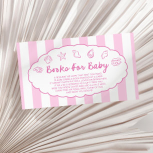 Roze Whimsical Schelp Baby Shower Boeken Voor Baby Informatiekaartje