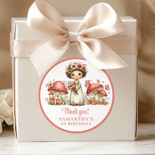 Roze Whimsy Fairy 1e Verjaardag Bedankt Stickers