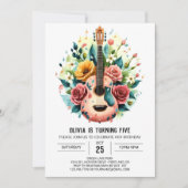 Roze Whimsy gitaar Verjaardag Kaart (Voorkant)