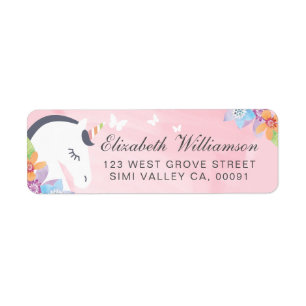 Roze whisky Magical Unicorn Butterfly & Florals Etiket