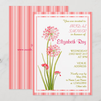 Roze Whit Delicate Floral Bridal Shower Kaart