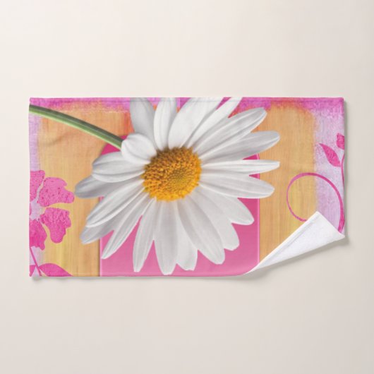 Roze White Daisy Floral Bathroom Towel sets Bad Handdoek (Handdoek)