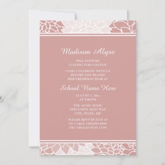 Roze White Floral Trunk Party Invitation Kaart (Voorkant)