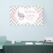 Roze, White Grey Elephant Baby shower Welkom Spandoek (Beurs)