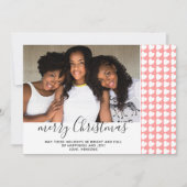 Roze White Heart Merry-kerstfotokaart (Voorkant)