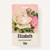 Roze & White Rose Bouquet Badge (Achterkant)