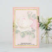 Roze & White Rose Bouquet Briefpapier (Staand voorkant)
