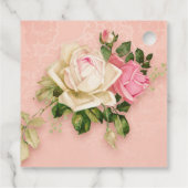 Roze & White Rose Bouquet Dank je Bedankjes Labels (Achterkant)