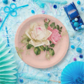 Roze & White Rose Bouquet Papieren Bordje (Feest)