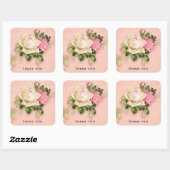 Roze & White Rose Bouquet Vierkante Sticker (Vel)