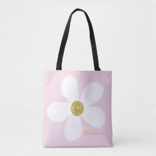 Roze White Simple Daisy Gold Personal Draagtas