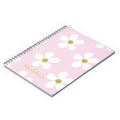 Roze White Simple Daisy Pattern Gold School Notitieboek (Linkerzijde)