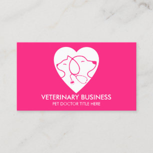 Roze White Veterinary Paw Pet Doctor Animal Visitekaartje