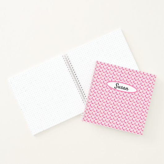 Roze White Woven Checkbullet Journal Notitieboek (Binnen)